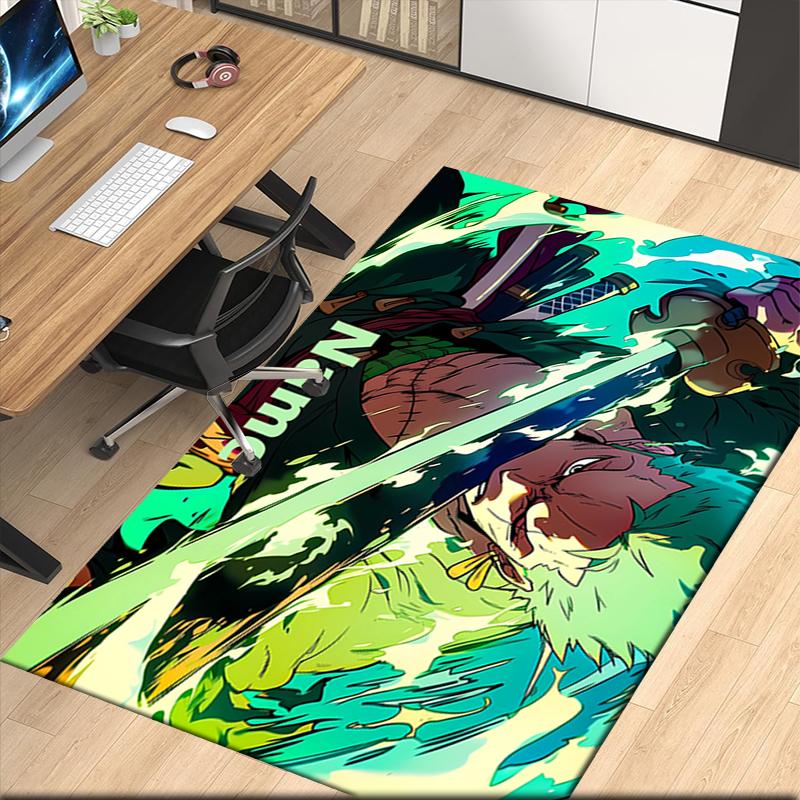 Custom Name Roronoa Zoro Printed Carpet, for Office Chair Living Room Bedroom Kitchen Room Decor Gifts.