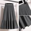 Fat Mm Корейский стиль Универсальная и модная, уменьшающая возраст, утягивающая трикотажная юбка средней длины с оборками