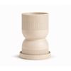 Beige Hourglass Flowerpot with Modern Saucer