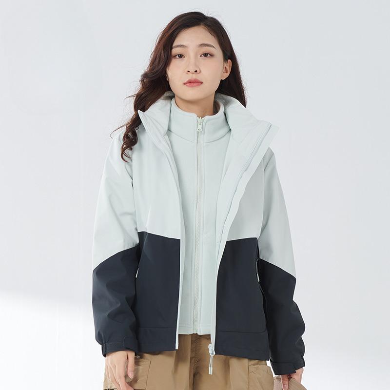 Куртка Три-в-одном Осень и Зима Новый Стиль Съемная Подкладка Трехзащитная Рабочая Куртка для Женщин Для Активного Отдыха