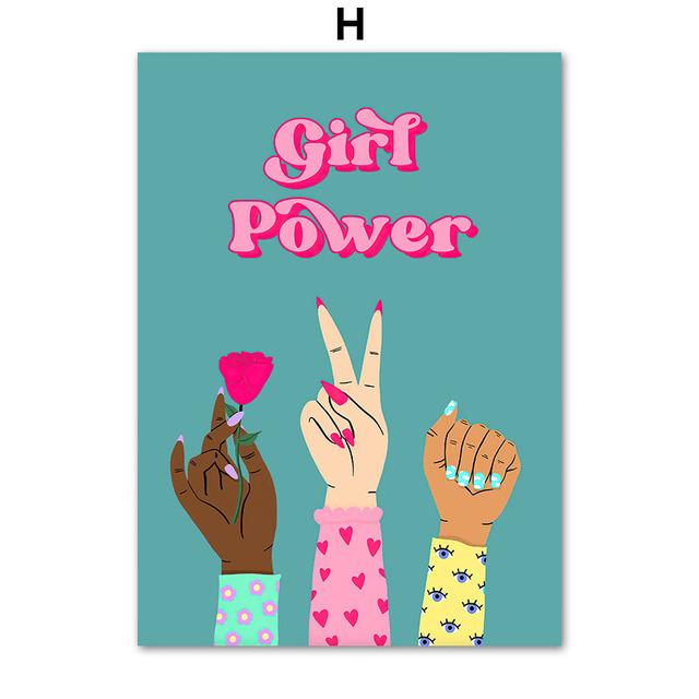 Wild Leopard Tiger Rainbow Girl Power Lips Vase Flower Wall Art Canvas Painting Nordic Poster Wall Picture For Living Room Decor No Frame