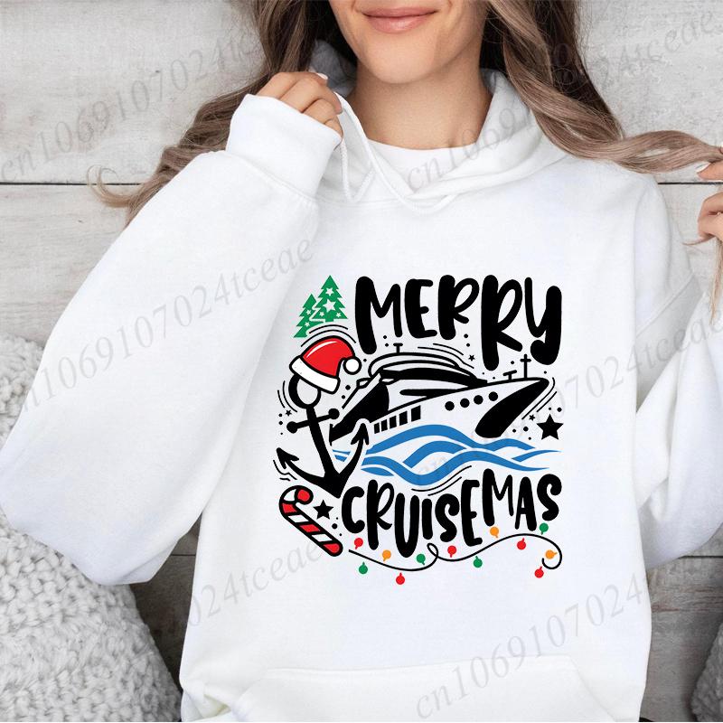 Модные женские рождественские худи с круглым вырезом, модная женская рождественская одежда с длинным рукавом, женские винтажные топы, повседневные худи с Сантой, уличная одежда