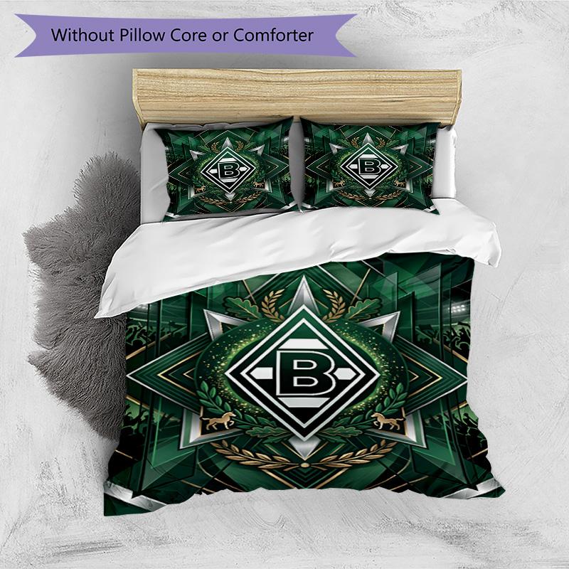 3pcs Duvet Cover Set (1*Duvet Cover + 2*Pillowcase, Without Core), Borussia Monchengladbach Print Bedding Set, Bedroom Decor, All‑Season, Birthday Gif