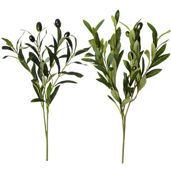Искусственная ветка оливкового листа со стеблем 4/6 вилка Реалистичные многоразовые искусственные зеленые растения Зелень Домашний стол Центральное украшение Свадебные украшения Реквизит для фотографий