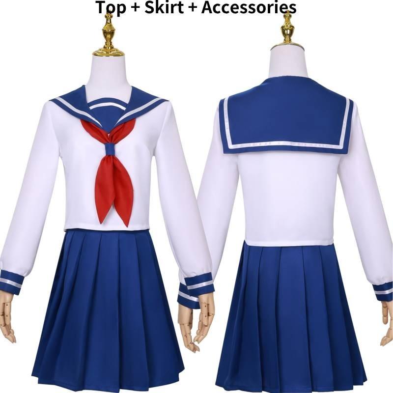 Стильный костюм для косплея Ночная Сакура Рокуми из полиэстера глубокого синего цвета для любителей аниме