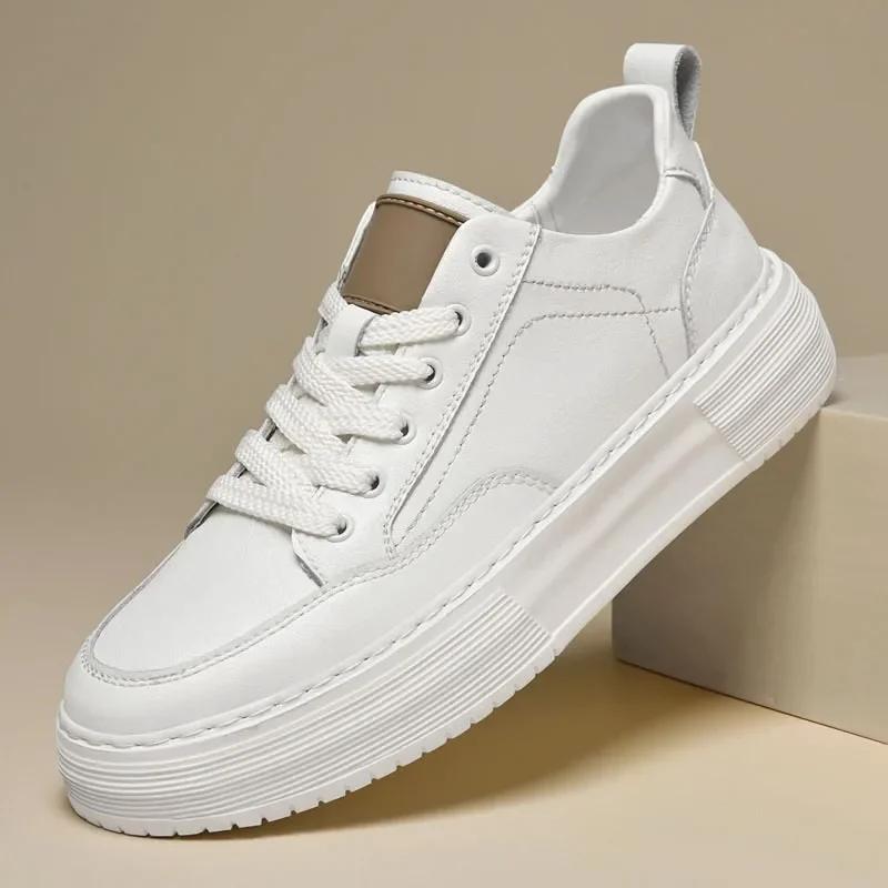 Fashion Luxury Brand Genuine Leather Casual Shoes Outdoor Men's Oxford Shoes Thick Bottom Male Vulcanize Shoes Soft Skateboard Footwear