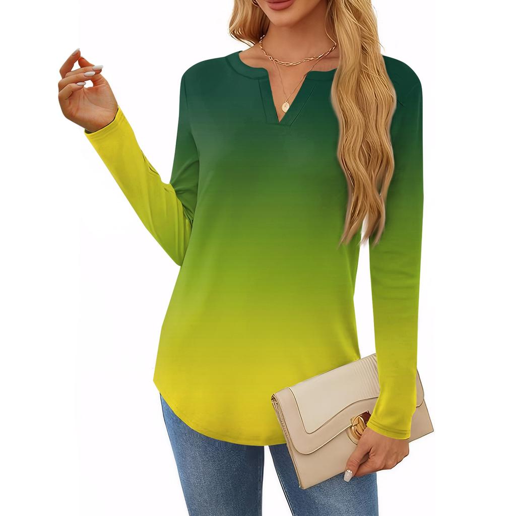 Women's T Shirt Tee Print Long Sleeve Daily Weekend Fashion Basic V Neck Regular Top