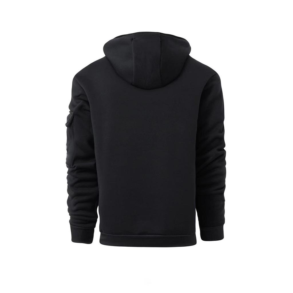 Men's Sweatshirt Hoodie Half Zipper Arm Pocket Cardigan Men's Sports Large Size Casual Hoodie