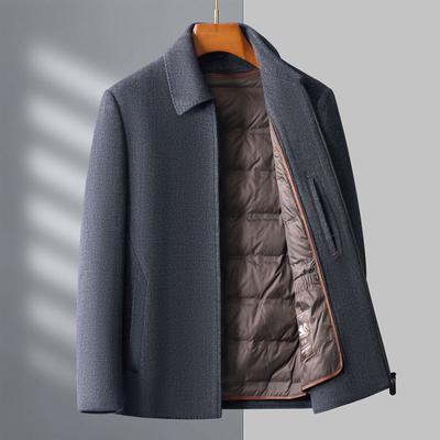 Двустороннее кашемировое пальто мужское короткое шерстяное пальто с лацканами и утолщенной подкладкой из шерсти для папы среднего возраста