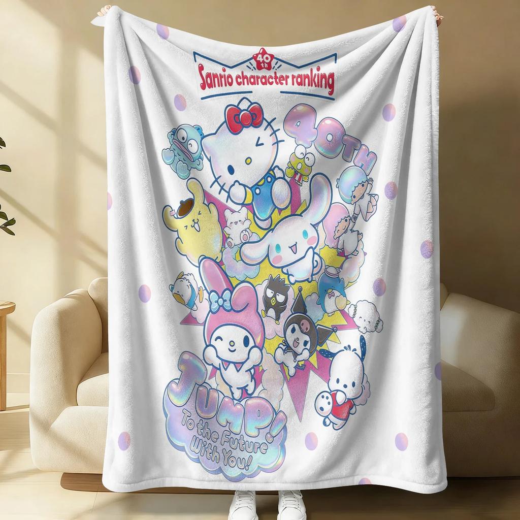 Игривое фланелевое одеяло-коллаж Sanrio, мягкое, теплое, плед, покрывало для дивана, кровати Hello Kitty, легкое летнее одеяло для сна, милый подарок