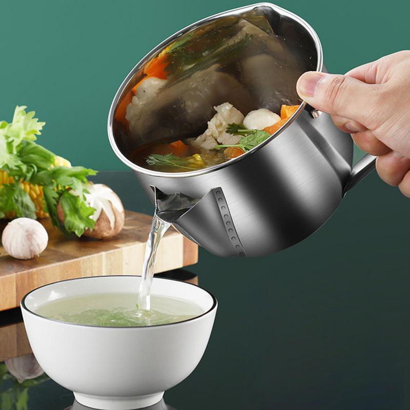 Многофункциональный сепаратор масла и супа 1200 мл из нержавеющей стали, сепаратор жира, масла и супа, многоцелевой масляный фильтр с ручкой и крышкой