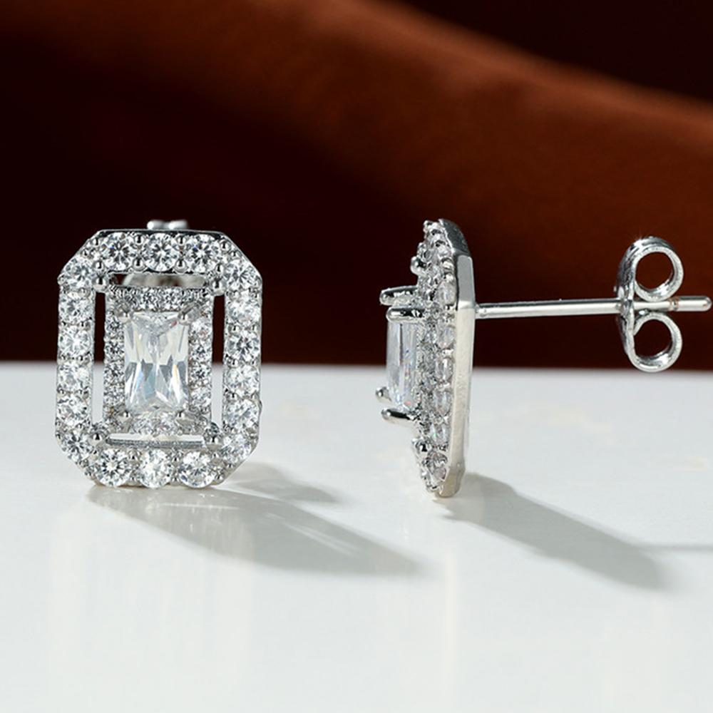 Серьги-гвоздики прямоугольной формы серебристого цвета, пирсинг, модные лаконичные серьги для женщин, OL-стиль, универсальные украшения