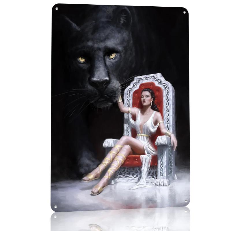 Panther Personalized D Textured Metal Poster Wall Art Tinplate Sign for Interior Decoration Living Room Accessories Wand Deko