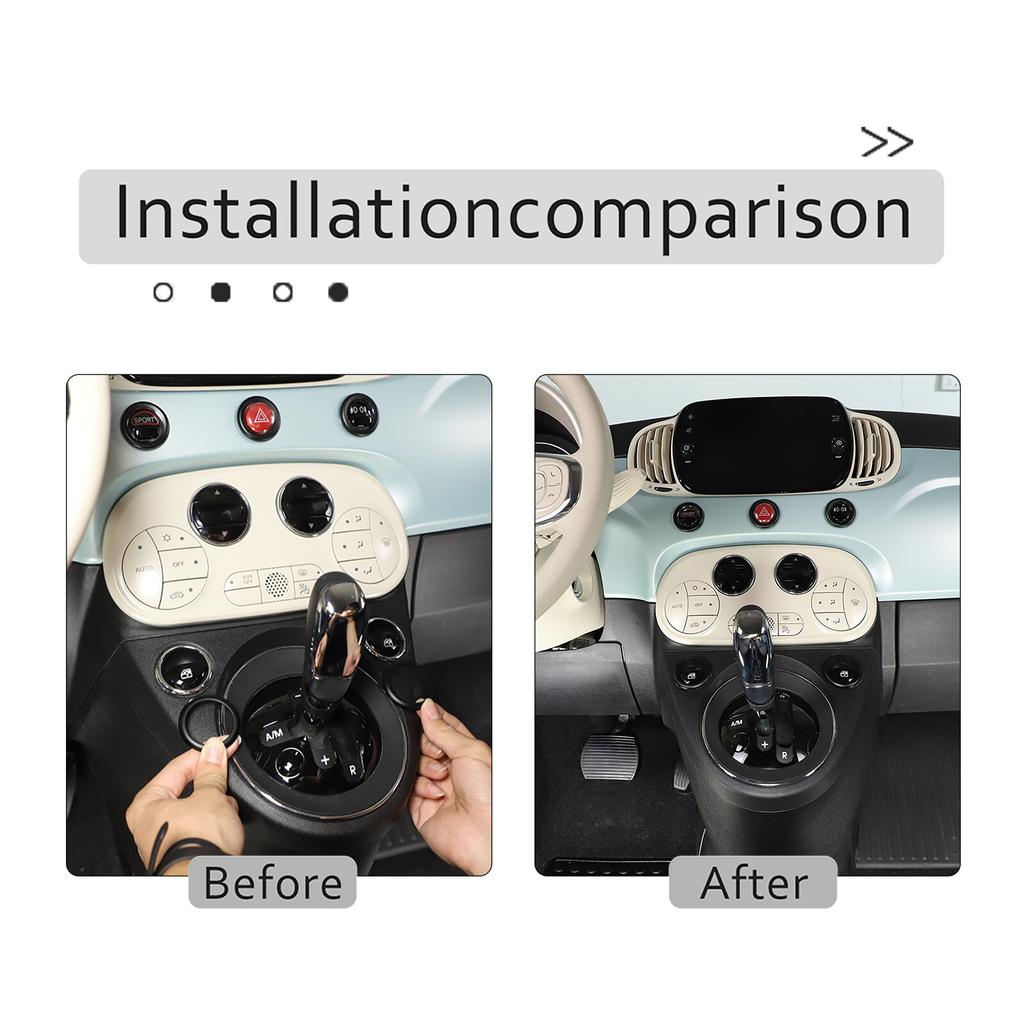 Black Alloy Center Console Knob Ring trim for Fiat 500/Abbas 595 695 2010-22