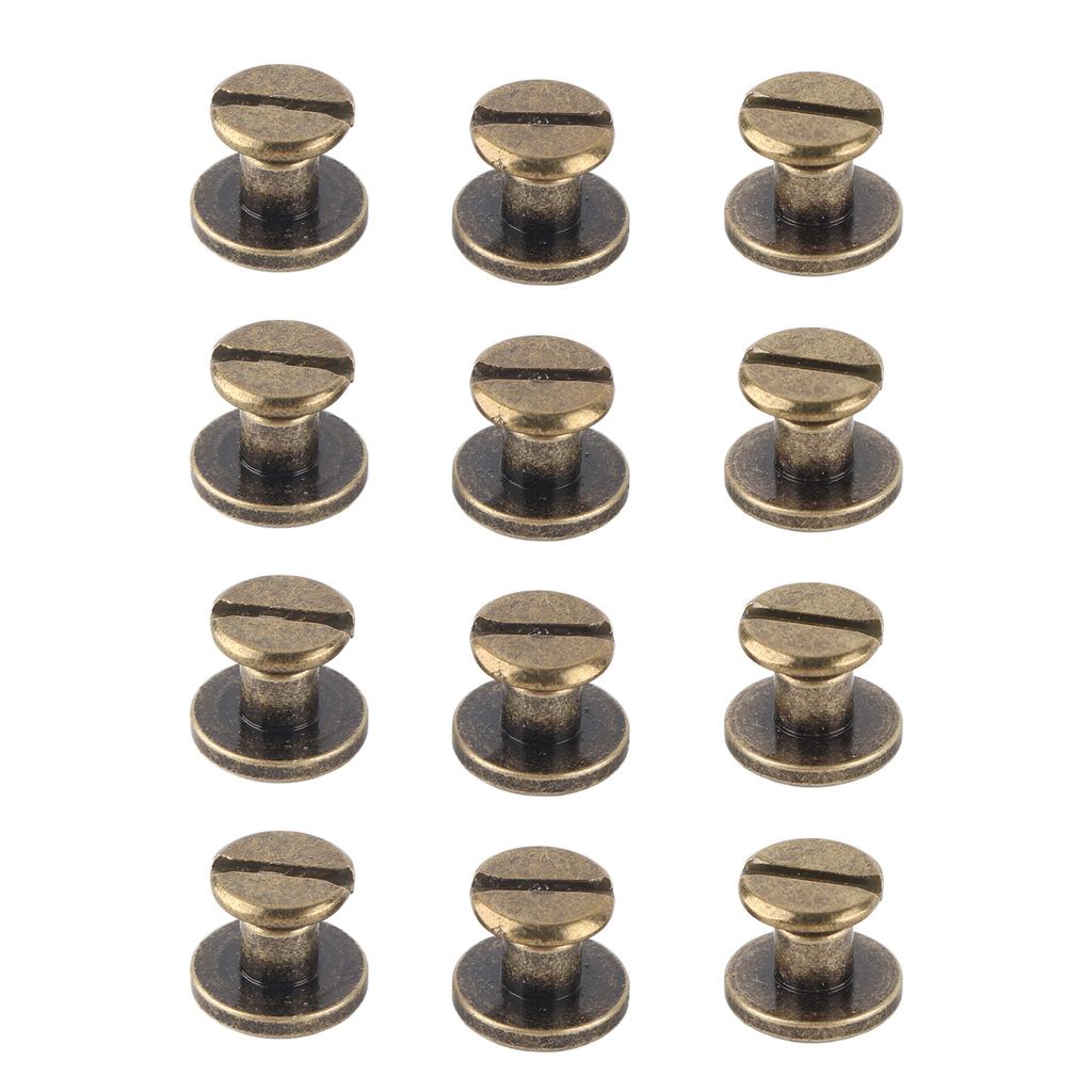 20pcs Flat Head Copper Brass Screws Nuts Nails Rivets Leather Cap Accessory (6.5mm)