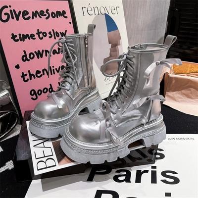 Женские летние тонкие сетчатые дышащие короткие ботинки, байкерские ботинки с бантом, классные ботинки на шнуровке