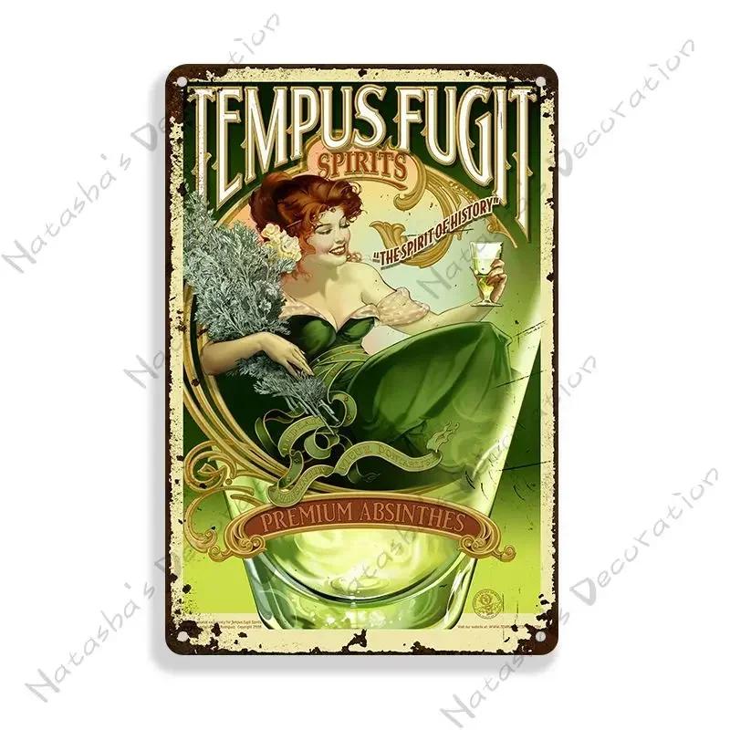 DORA Металлическая табличка Absinthe Металлическая жестяная табличка Пивной бренд Металлические знаки Настенная тарелка Винтажная металлическая табличка Мужская берлога Домашняя табличка Стена Промышленный декор
