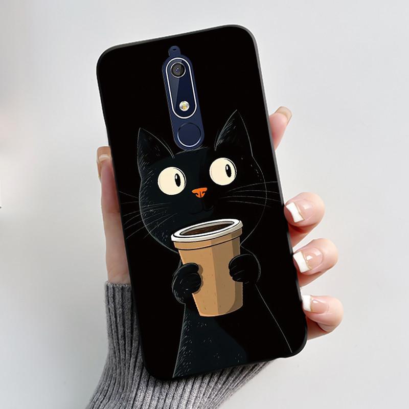 Чехол Для Nokia 5.1 6.1 Эстетичный Роскошный Милый Крутой Мальчики Девочки Мягкий силикон Чехол для телефона Задняя крышка Черный Матовый Защитный чехол