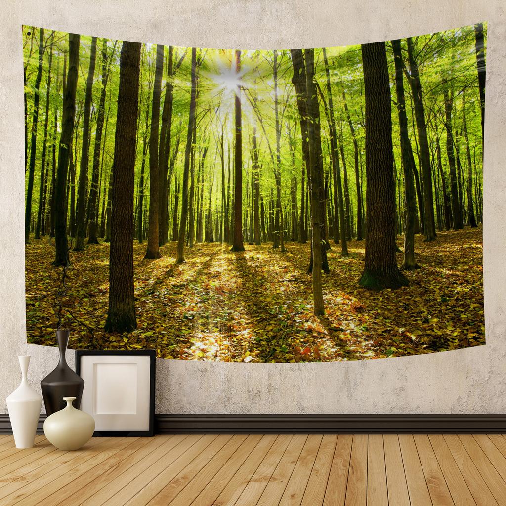 Autumn Forest Tapestry Wall Hanging Natural Fallen Leaves Landscape Hippie Tapestry Colorful Living Room Hanging Wall Tapestry