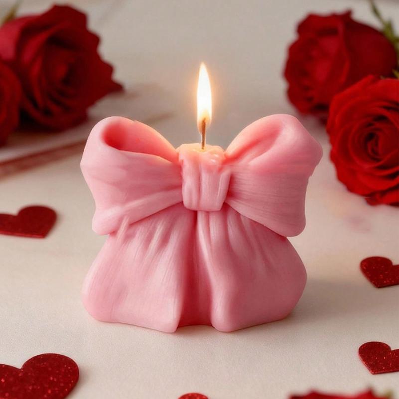 3D Bowknot Three-Dimensional Aroma Candle DIY Bow Aromatherapy Scented Candles Wedding Valentine's Day Gift Home Desktop Decor