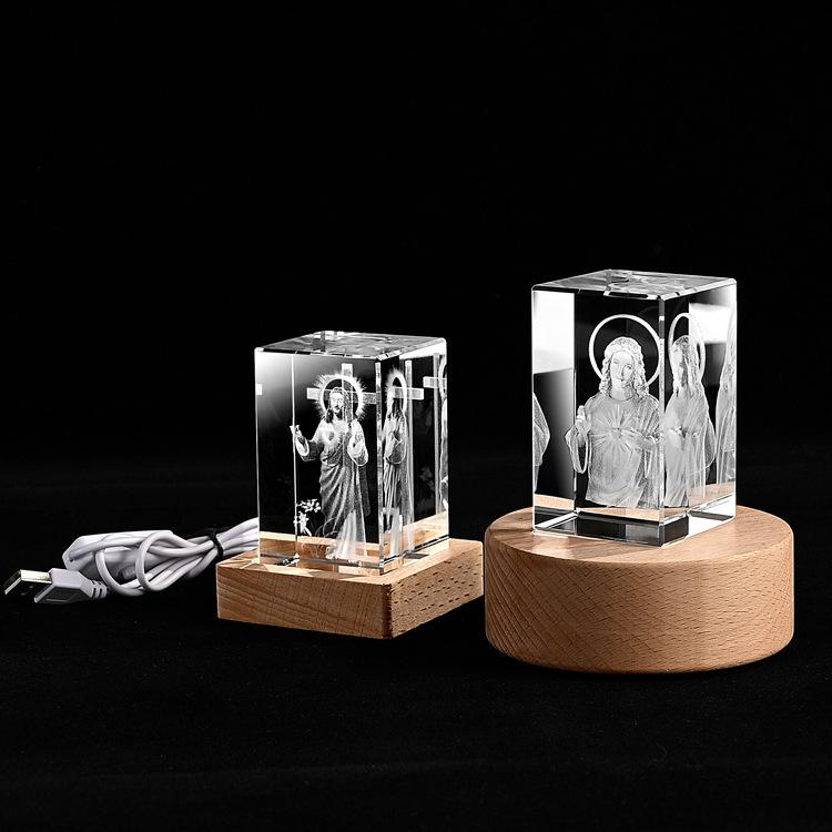 Customized Creative K9 Crystal Cube High Quality Transparent Eco-Friendly 3D Laser Engraved Religious Gifts Figurine