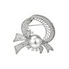 Zircon Ribbon Pearl Flower Pearl Flower Corsage for Clothes Collar Gift for Graduation Entrance Gift Case Included Brooch, Women, Decoration,