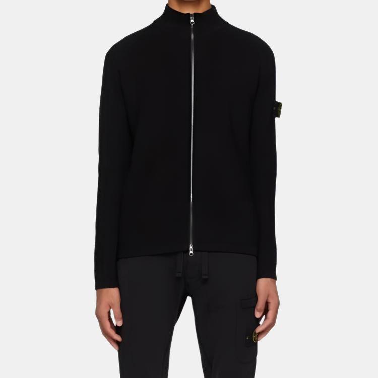 STONE ISLAND Свитер мужской вязаный свободного кроя с воротником-стойкой на молнии, с длинным рукавом, черный K1S1551000-44S00B4-V0029