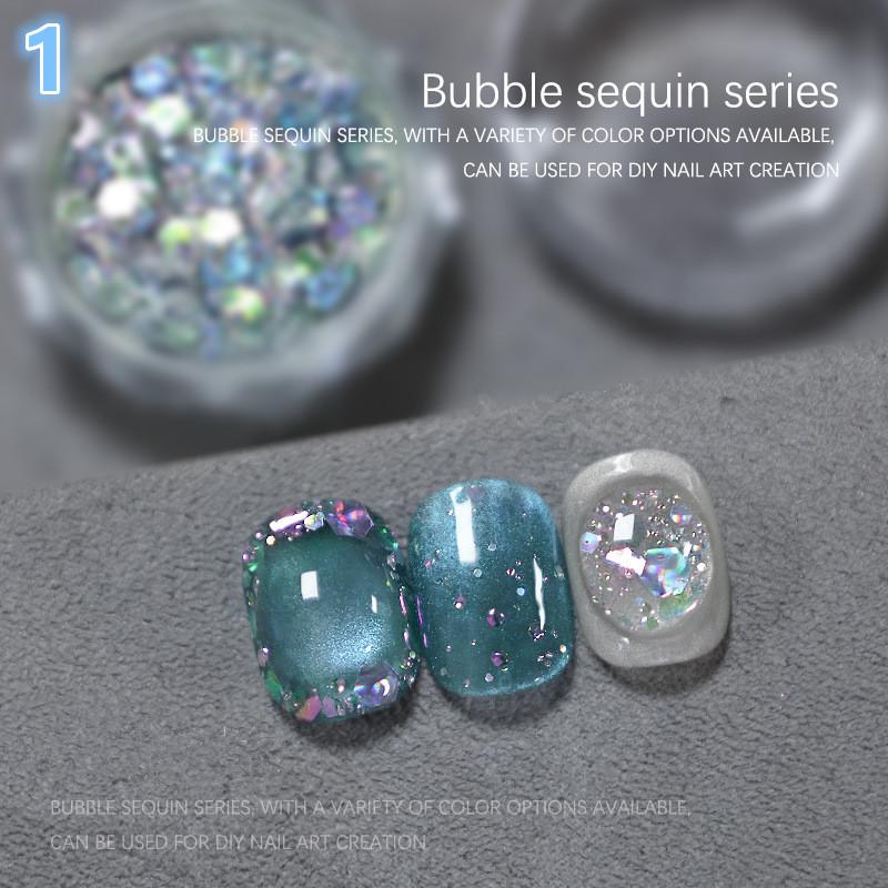 1Jar Bubble Nail Glitter Coarse Fine Mixed Large Irregular Hexagonal Sequins for DIY Jewelry Decoration Nail Art