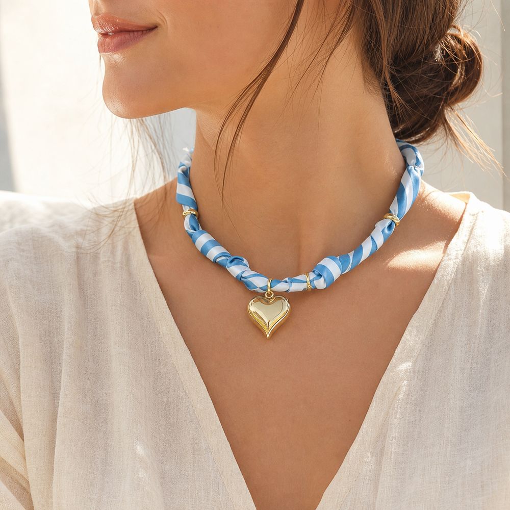 Handmade Scarf Necklace Lightweight Choker Necklace Gifts Heart Pendant  Outfit Accessories