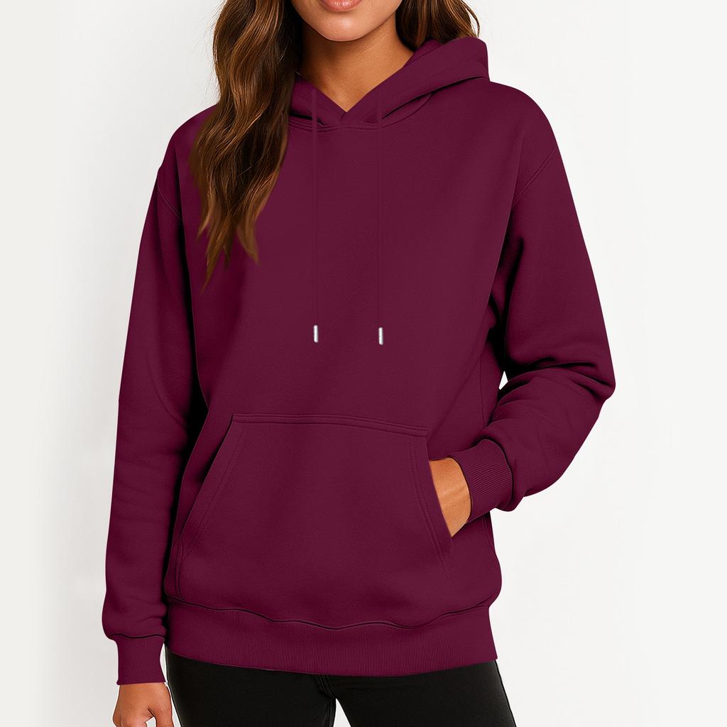 Women's Casual Fashion Sweatshirt Solid Color Hooded Sweatshirt