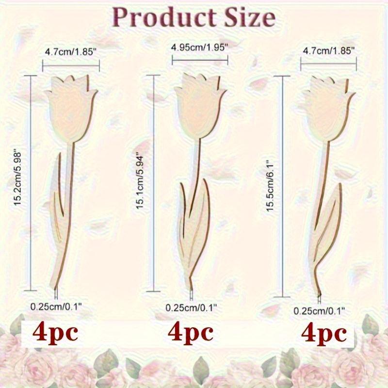 12pcs - Unfinished Wooden DIY Craft Set: Rose Flower Ornaments for Painting, Holiday & All-Season Decor, Suitable for Ages 14+