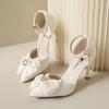 Модная обувь Женские босоножки с бантом Женские туфли-лодочки на тонком высоком каблуке Элегантная обувь для женщин Обувь Лолита Мэри Джейн Свадебные туфли для невесты Таконес