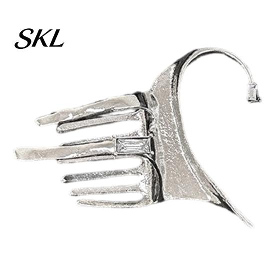 Embellished Earrings Silver Ear Cuff for Women, No Piercing Metal Elf Cool Girl Fashion Jewelry Cuff, Cartilage Climber Clip Hair Styling Accessory