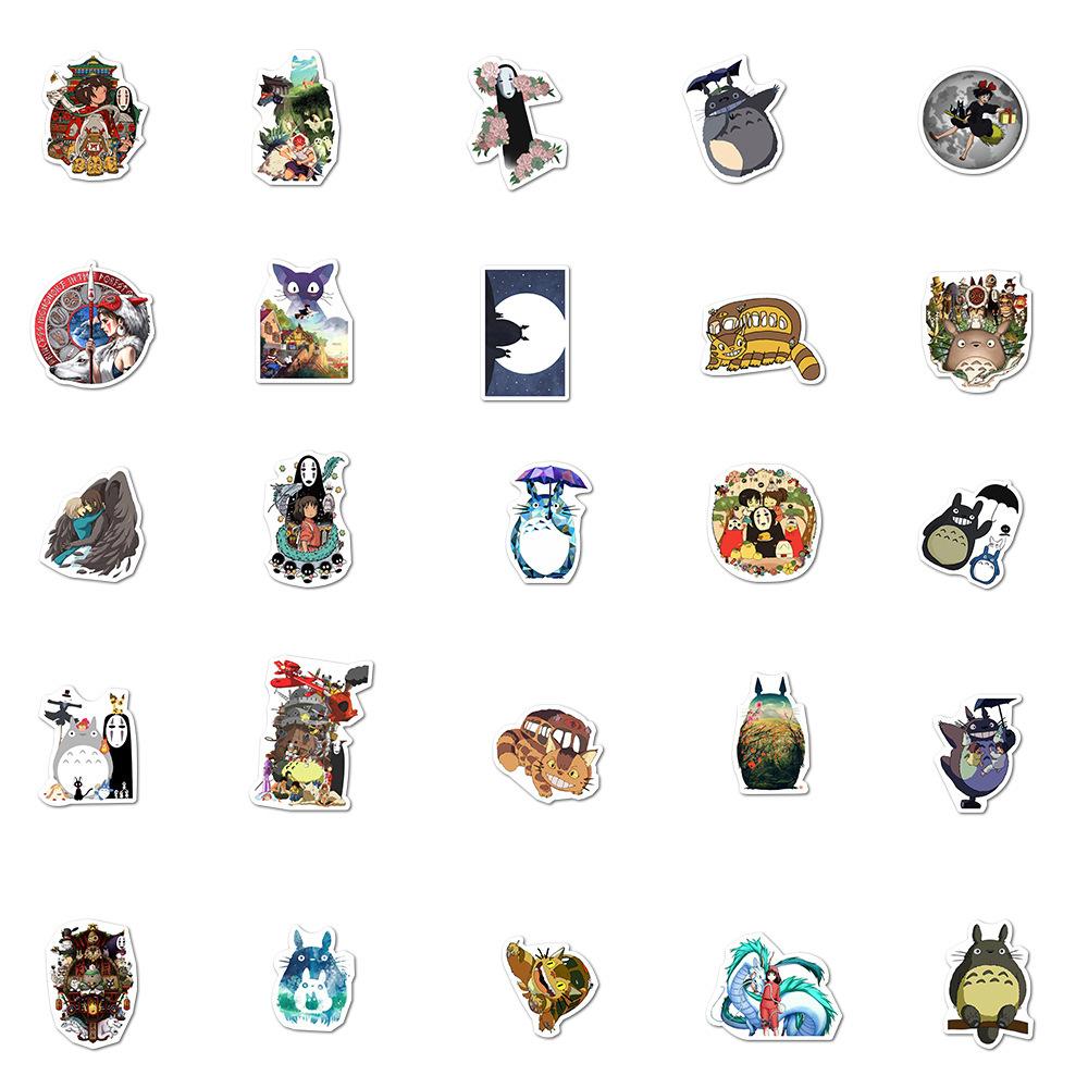 100 шт., наклейки Ghibli Хаяо Миядзаки, наклейки с героями мультфильмов, граффити, шлем, скейтборд, ноутбук, мотоцикл, наклейки, игрушки, декор