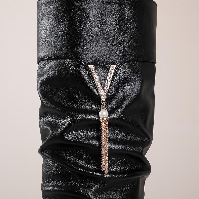 Сапоги выше колена из мягкой искусственной кожи, теплые плюшевые женские зимние сапоги на платформе, черные, белые, розовые сапоги