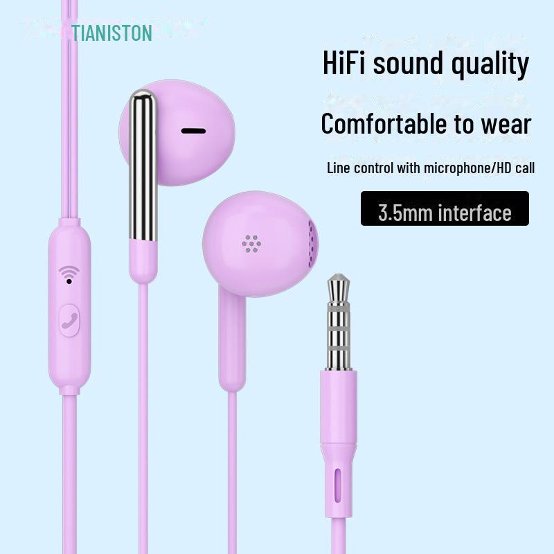 Проводные наушники-вкладыши с разъемом 3,5 мм и микрофоном, совместимые с Vivo, Huawei, Oppo, Apple