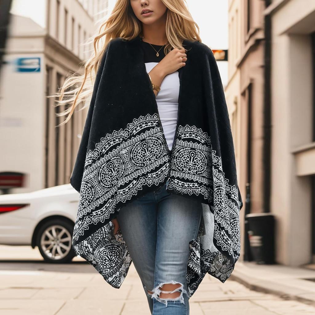 Женское зимнее теплое одеяло с принтом большого размера, накидка, шаль, кардиганы