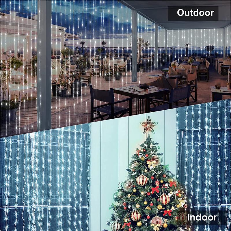 3M Solar Curtain String Lights Outdoor Fairy Lights Solar Powered Twinkle String Lights 8 Modes For Home Garden Patio Decor