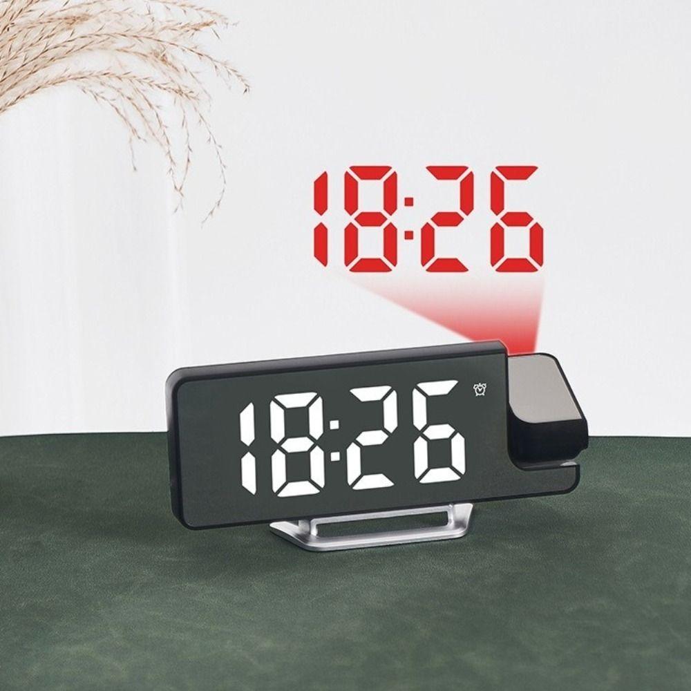 Date/Temperature Display Projection Alarm Clock 12/24H 180° Rotating Projection Projector Ceiling Clock USB Charging