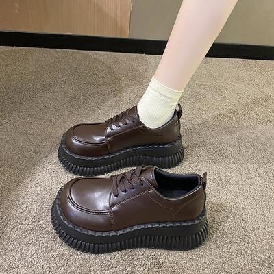 Модные кроссовки для отдыха для женщин на плоской подошве из искусственной кожи со шнуровкой на высоком каблуке с круглым носком, женская обувь на плоской платформе, вулканизированная обувь больших размеров Zapatos