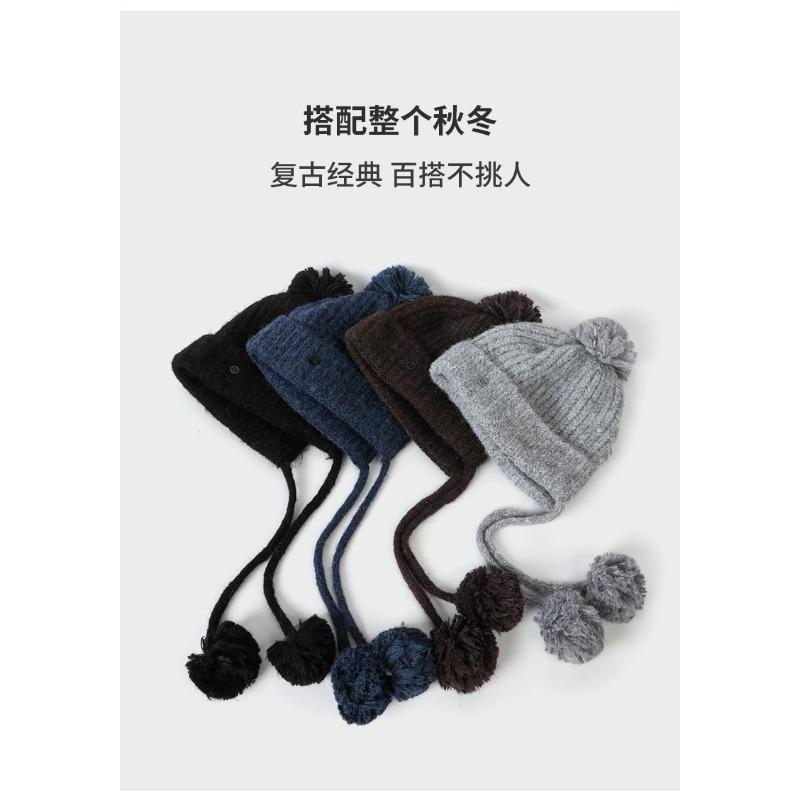 Women S Pom Pom Solid Color Knit Hat Winter Warm Outdoor Ski Hat