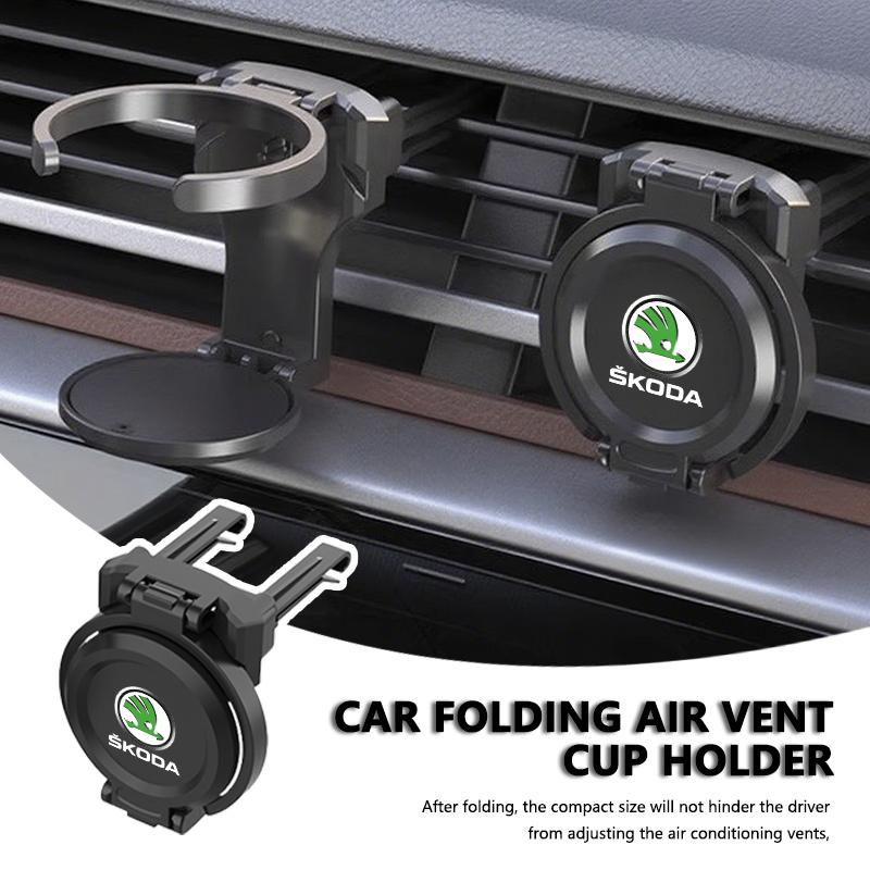 VIJT4 Folding Car Air Outlet Storage Holder Cup Holder For Skoda S Kodiaq Octavia 2 3 Yeti Karoq Rapid Fabia VII VRS