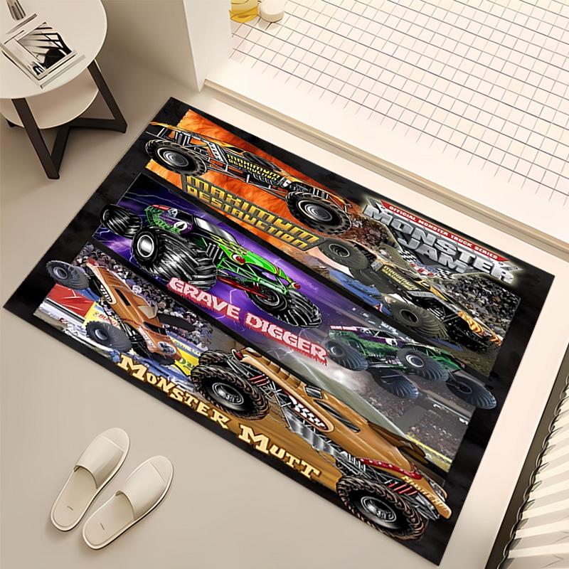 1pc Monster Jam Print Area Rug - Soft, Washable Non-Slip Indoor Mat, Living Room, Home Office Decorative Rug,Office Decorative