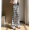 Ретро Клетка Горячие Бриллианты для Женщин Летние Тонкие Брюки Кэжуал с Высокой Посадкой на Кулиске Прямого Покроя
