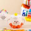 Cute Cake Cup with Lid Cartoon Smiling Face Mug Large Capacity High Temperature Resistant Household Set Water Cup Small Gift