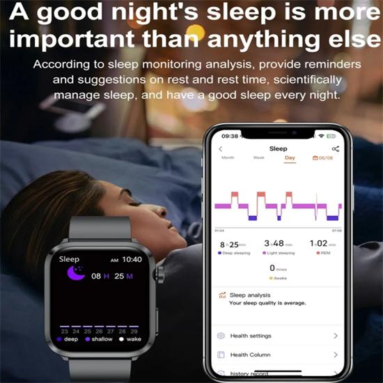 SACOSDING Bluetooth Call Смарт-часы Артериальное давление Кислород в крови Мониторинг сна Дистанционный уход за семьей и другом Спортивные умные часы для мужчин