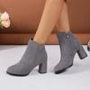 Мода 2025 Новые Женские Ботильоны Модные Туфли с Острым Носком Женские Боковые Молнии Эластичные Средний Каблук Большой Размер Короткие Ботинки Botas De Mujer