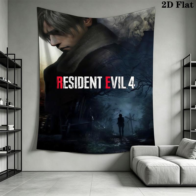 Resident Evil 4 Dark Deadly Tapestry Wallmounted Background Cloth Background Cloth Home Decor Homestay Soft Decoration Tapestry