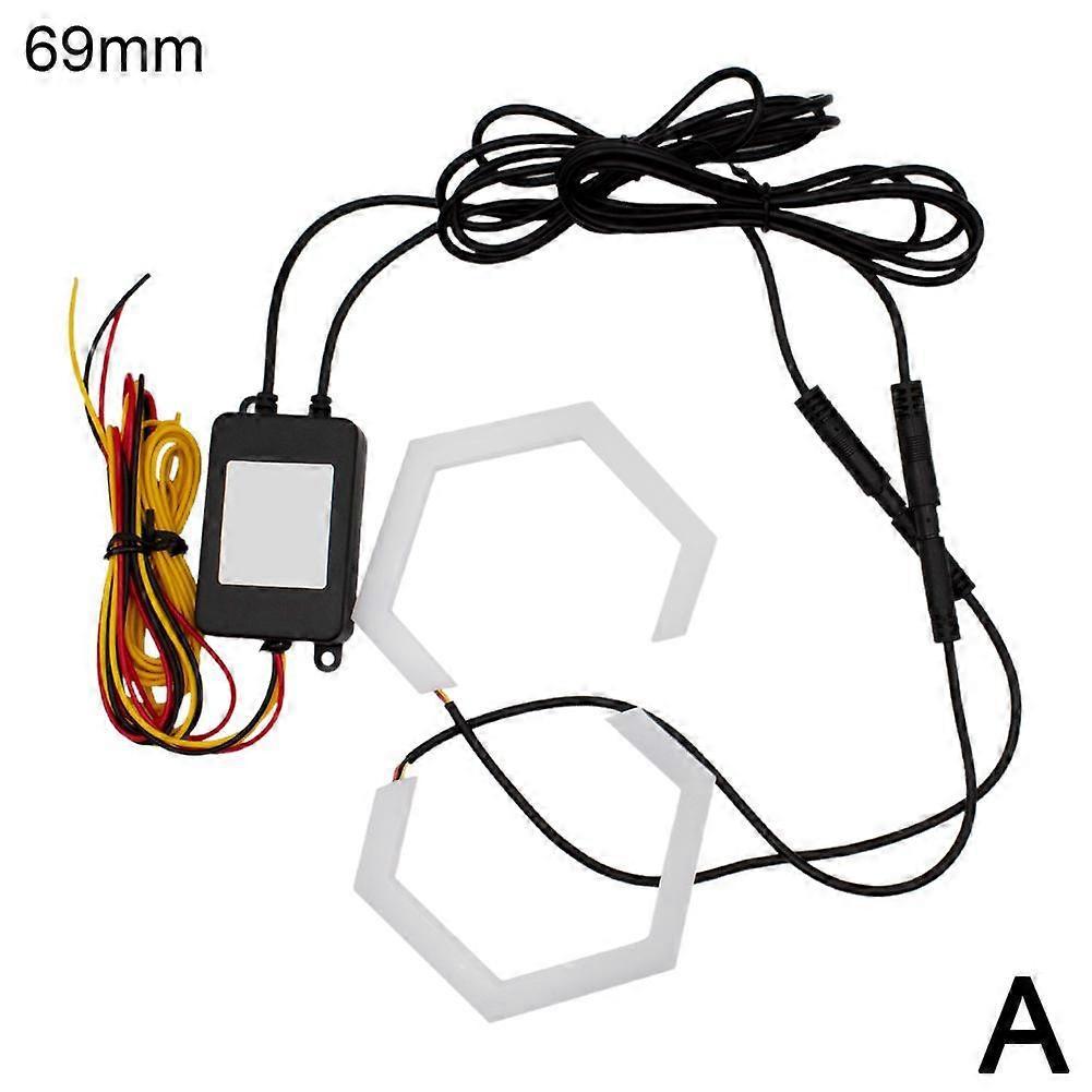 RGB LED Headlight Refit Colorful Angel Eye Halo Rings Hex Light App Remote