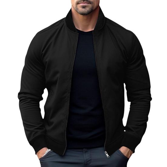Мужская куртка Slim Fit с длинным рукавом на молнии, однотонная, весна-осень, повседневная бейсбольная форма, куртка для занятий спортом, повседневная одежда